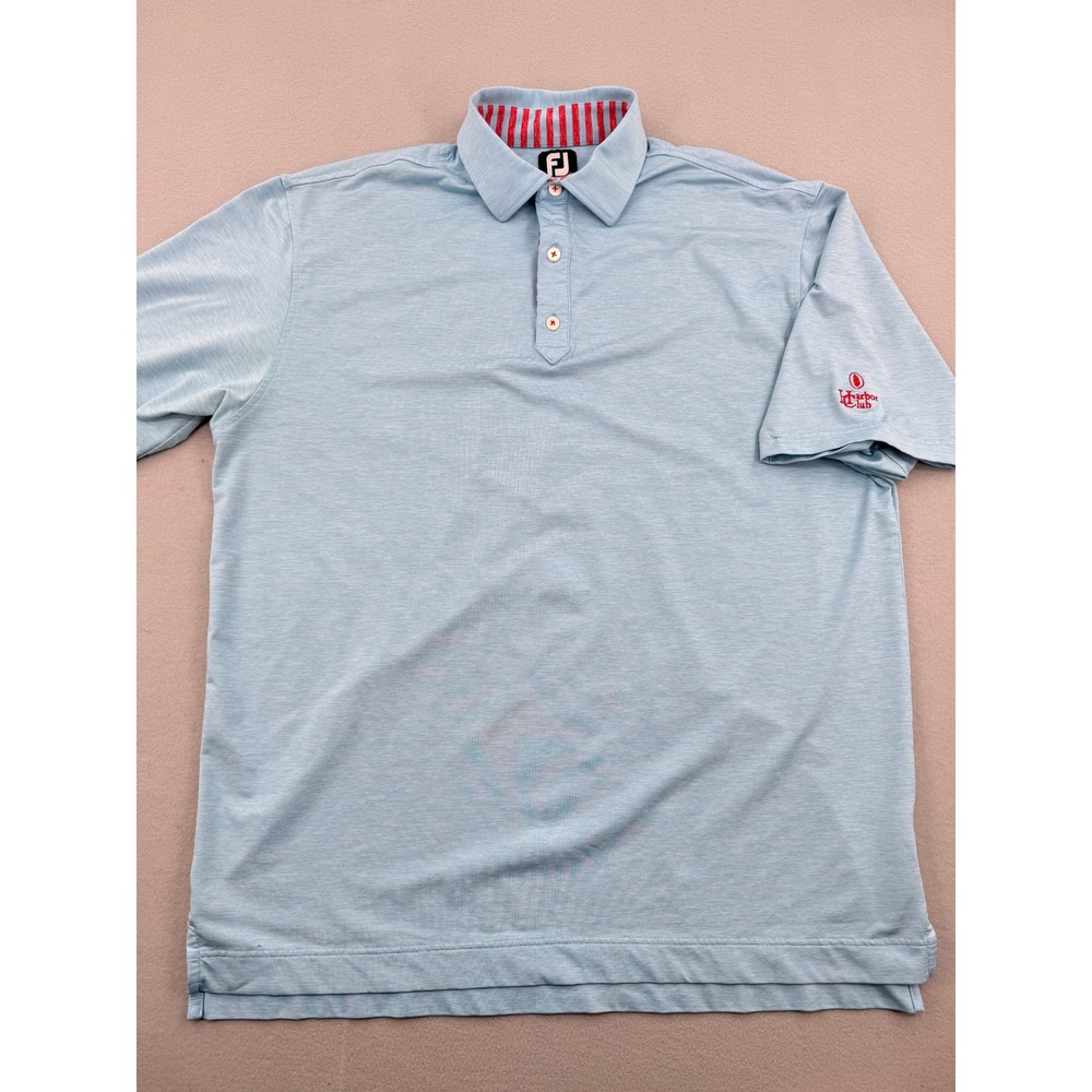 FootJoy ProDry Mens XL Light Blue Heathered Golf Polo Shirt Lightweight Casual - Picture 2 of 10